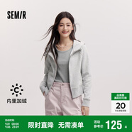 森馬（Semir）外套女短款插肩袖小個(gè)子潮2024冬季加絨緊身連帽夾克109724108015
