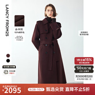 朗姿【王楚然同款】純羊毛高級感大衣外套女冬季新款毛呢外套 葡萄紫紅色 2XL
