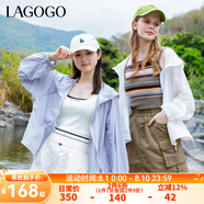 lagogo元?dú)庑蓍e連帽防曬衣女拉谷谷夏季新款輕薄運(yùn)動寬松時尚外套 本白色(V1) XL