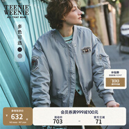 Teenie Weenie小熊秋冬簡約休閑復(fù)古飛行員夾克棉服棒球服外套女裝 灰色 S (160)