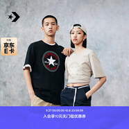 匡威（Converse）官方 經(jīng)典星星貼片全棉短袖圓領(lǐng)男女T恤10025459 黑色/10025459-A01 L