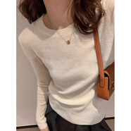 以純（YISHion）2025新款春秋裝純棉長(cháng)袖t恤女冬季歐貨歐洲站潮牌內搭打底衫上衣 純白色 M 105斤內