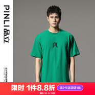 品立（PINLI）短袖T恤男純棉夏季男裝字母印花圓領(lǐng)半袖男士上衣 綠色 L 175