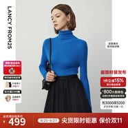 朗姿【王楚然同款】純羊毛高領(lǐng)針織衫秋冬內(nèi)搭打底上衣曠野美拉德 艦隊藍(lán)色 M