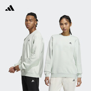 adidas情侶款休閑寬松抓絨圓領(lǐng)長袖衛(wèi)衣套頭衫男女阿迪達(dá)斯輕運(yùn)動(dòng) 淺綠   L