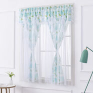 曼佳迪窗簾家用遮光免打孔魔術(shù)貼臥室印花短款網(wǎng)紅出租屋宿舍 藍鳳尾[雙層布沙一體升級大簾頭 寬180高200[兩片裝]