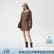 范思藍恩美式復古假兩件學(xué)院咖色襯衫領(lǐng)連衣裙女2024冬新款14595 卡其色 S