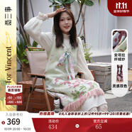 兩三事梵高針織毛衣裙女2025春季款無(wú)袖背心裙v領(lǐng)連衣裙 夢(mèng)中花園 綠色 M