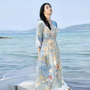 歐偲麥裙子女士高檔連衣裙新品2025年女裝秋季長裙海邊沙灘裙   5573 圖片色 M （建議80-120斤）