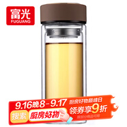 富光 男女士雙層玻璃杯 高硼硅玻璃304茶隔水杯子 帶茶隔泡茶杯500ml