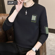 JEEP SPIRIT男士衛衣春秋款2025秋季新款上衣刺繡秋衣潮流男裝衣服長(cháng)袖T恤男 1155-N字春秋款 黑色 M 【建議90-105斤】