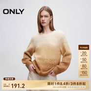 ONLY秋冬柔軟舒適漸變燈籠袖圓領毛衣針織衫女|124313008 C12 沙色 2XL (180) 96A