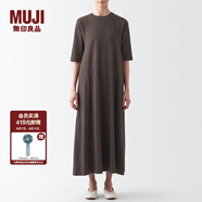 無印良品 MUJI 女式 雙羅紋編織 五分袖連衣裙 BBP32A2A 裙子 棕色 M