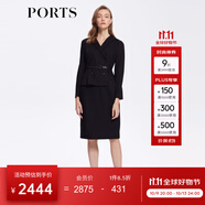 PORTS 寶姿秋冬新品女裝優(yōu)雅修身中長裙通勤V領針織連衣裙 ALM9N012LCF053-黑色 L (8)