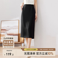 尚都比拉梨型遮胯顯瘦優(yōu)雅通勤直筒西裝裙夏季開叉半身裙 黑色 S 