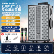 索愛(ài)T62Pro戶(hù)外廣場(chǎng)舞音響k歌藍牙音箱大功率大音量移動(dòng)拉桿 D11喇叭27_組合演出音箱+金屬充