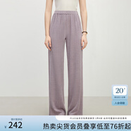 范思藍恩氣質(zhì)醋酸套裝女夏季2025新款一字領(lǐng)上衣直筒褲兩件套2132 霧光紫褲子 M
