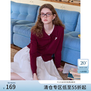 范思藍恩范思藍恩美式復古Polo領(lǐng)針織衫長(cháng)袖女春2025新款通勤百搭上衣1363 安可拉紅-長(cháng)袖 S