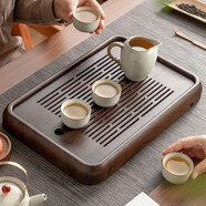 憶壺茶（YIHUTEA）茶盤托盤家用茶臺(tái)帶排水小型瀝水儲(chǔ)水實(shí)木功夫托盤泡茶具竹茶托 【升級高端款】和祥茶盤