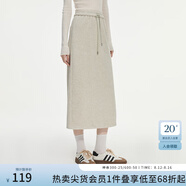 范思藍恩半拉領(lǐng)廓形落肩加絨加厚重磅衛衣女冬季2024新款14491 燕麥灰半身裙 S