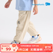 麗嬰房兒童褲子工裝長褲春秋款中大童寬松洋氣休閑褲2025新款 淺卡其 110 cm