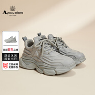 雅格獅丹【百年奢侈品牌】時(shí)尚男鞋百搭老爹鞋戶外吸震運(yùn)動(dòng)鞋牛皮休閑鞋子 灰色 40