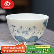 MULTIPOTENT主人杯功夫茶具茶杯手繪白瓷品茗杯辰杯-蓮蓬精美伴手禮盒套裝