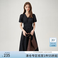 范思藍(lán)恩夏日憧憬法式甜美刺繡工藝連衣裙女夏季2024新款收腰裙子 黑色 XS