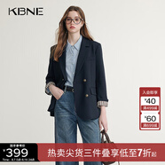 KBNE藏青西裝領(lǐng)短外套女小個(gè)子長(cháng)袖上衣春秋新款氣質(zhì)學(xué)院風(fēng)外衣 藏青色 XL