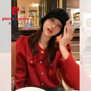 皮爾卡丹（pierre cardin）新年紅色毛衣女裝秋冬季加厚針織開(kāi)衫外套2025本命年衣服過(guò)年 紅色毛衣外套C24M6634小香風(fēng)毛衣/早春裝初春季穿搭/炸 S 森系毛衣女冬小個(gè)子