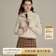 ELAND衣戀針織衫開(kāi)衫格雷系中短款羊毛混紡雙頭拉鏈毛衣 象牙白/白色(39)Ivory S 160