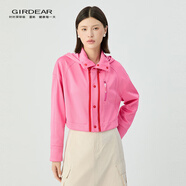 哥弟（GIRDEAR）女裝2025秋季新款立領(lǐng)連帽短款夾克外套女140019 玫粉 L (4碼)