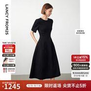 朗姿【Basic衣櫥】小香風(fēng)法式赫本風(fēng)波點(diǎn)裙子女夏新款連衣裙 黑色2 L