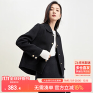 尚都比拉短款100%羊毛大衣女小個(gè)子秋冬休閑雙面毛呢外套 黑色 L 