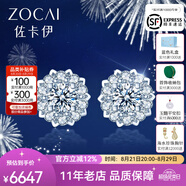 佐卡伊鉆石耳釘女白18K金耳飾群鑲顯鉆款珠寶首飾觸電系列送女朋友禮物 約2克拉效果D-E/SI