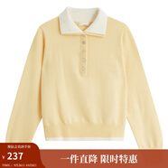 茵曼（INMAN）茵曼2025秋冬女裝新款 撞色雙層領(lǐng)毛衣長(zhǎng)袖針織衫 淡黃色 XL