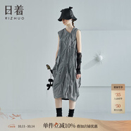 日著（rizhuo）原創(chuàng)設(shè)計(jì)女裝2024夏季新款小眾洋氣不規(guī)則格子顯瘦無袖連衣裙 不聽格 M