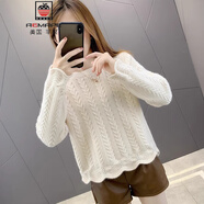 AEMAPE秋冬新款韓版寬松套頭圓領(lǐng)麻花針織打底衫百搭外穿短款毛衣女 白色 均碼 (80-135斤拍)
