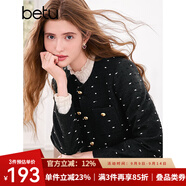 百圖betu女裝2025春季新款短外套圓領(lǐng)波點提花粗花呢外套女2501T39 黑色 M
