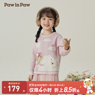 PawinPaw卡通小熊童裝秋冬男女寶軟糯可愛圓領(lǐng)兒童毛衣 Pink粉紅色/25 110 cm