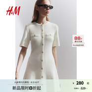 H&M女裝連衣裙2025新款小香風(fēng)法式修身針織千金風(fēng)連身裙1229076 奶油色 XS 155/80