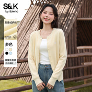 班尼路（Baleno）S&K圓領(lǐng)針織開(kāi)衫外套女2025秋季新款簡(jiǎn)約舒適毛衫蝴蝶結刺繡毛衣