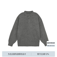BODYDREAM亨利領(lǐng)毛衣男款冬季可機(jī)洗毛線衫慵懶高級中性風(fēng)針織衫 深灰色 （偏大一碼） 2XL