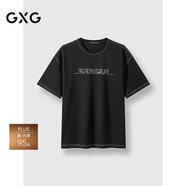 GXG男裝25年夏季新品 明線撞色字母繡花時(shí)尚 黑色 185/XXL