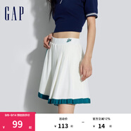 Gap女裝春季運動針織不對稱迷你百褶短裙活力半裙876133 白色 165/66A(M)亞洲尺碼