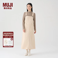 無印良品（MUJI）女式 木棉混 燈芯絨 背帶裙寬松直筒中長款連衣裙 美拉德BE12CC3A 象牙色 S