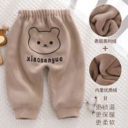 小三月寶寶加絨保暖大屁屁褲無(wú)骨嬰兒雙面絨男女兒童寬松PP褲哈倫褲秋冬 A112-K小熊咖 66 cm 建議9-15斤