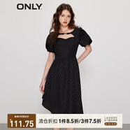 ONLY時(shí)尚短泡泡袖中長款雪紡連衣裙女|123107076 H1Z黑色 S (160) 80A