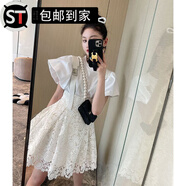 山頭林村好利來(lái)工作服甜辣妹好利來(lái)制服時(shí)尚娃娃領(lǐng)短袖連衣裙氣質(zhì)修身綁帶 5510連衣裙（優(yōu)質(zhì)品）高質(zhì)量 S