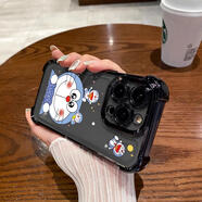 萌續情侶殼適用蘋(píng)果17promax手機殼iPhone16promax機器貓15四角氣囊13透明防摔14電鍍硅膠12全包11男女 66電鍍氣囊【黑】機器貓 iPhone 16